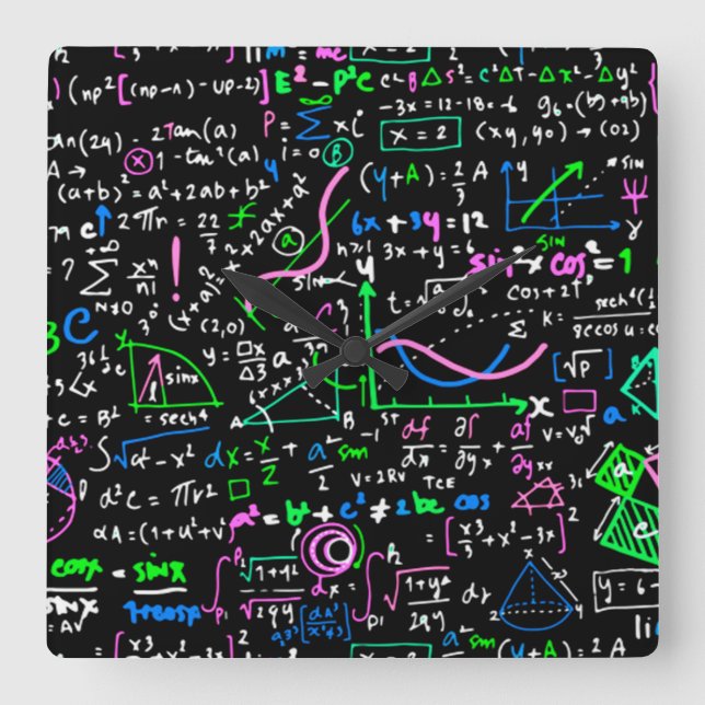 Horloge Carrée Math cycle linéaire mathématique éducation cercle (Recto)