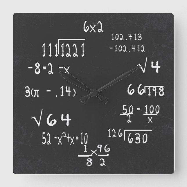 Horloge Carrée Math Geek amusant (Recto)
