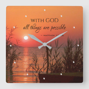 Horloge Carrée Matthew 19:26 With God all things are possible