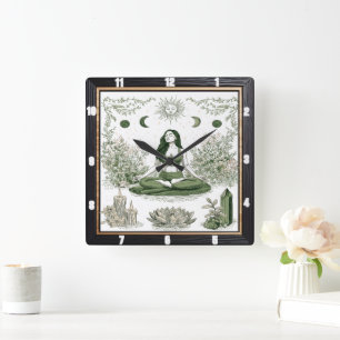 Horloge Carrée Méditation Nature Zen