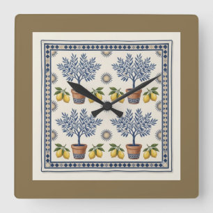 Horloge Carrée Mediterranean Lemon Tree Square Wall Clock