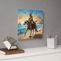 Meerkat Jockey Sur Un Cheval Meerkat,