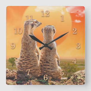 HORLOGE CARRÉE MEERKATS MEILLEURS AMIS POUR TOUJOURS
