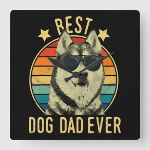 Horloge Carrée Meilleur papa chien Cadeau pour papa husky sibér