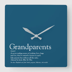 Horloge Carrée Meilleurs grands-parents du monde Définition Bleu