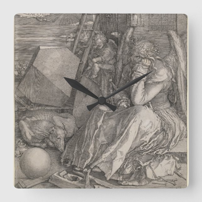 Horloge Carrée Melancholia I, Engraving par Albrecht Durer (Recto)
