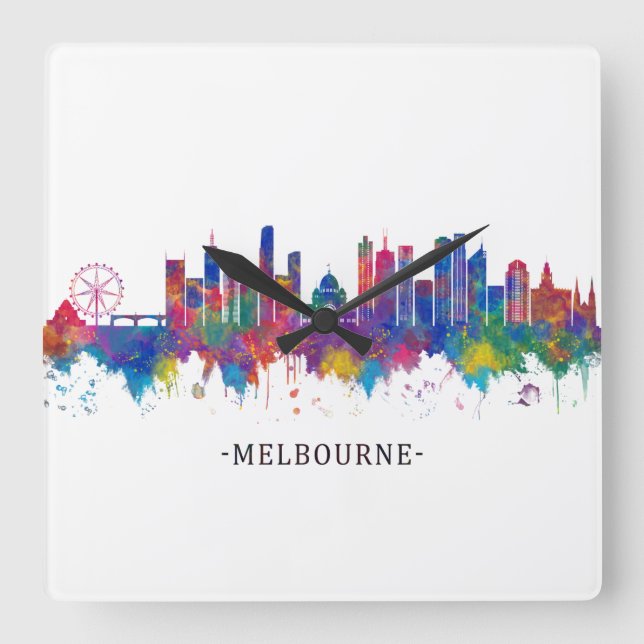 Horloge Carrée Melbourne Australie Skyline (Recto)