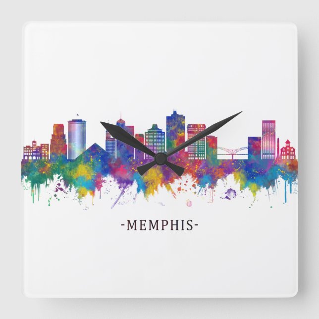 Horloge Carrée Memphis Tennessee Skyline (Recto)
