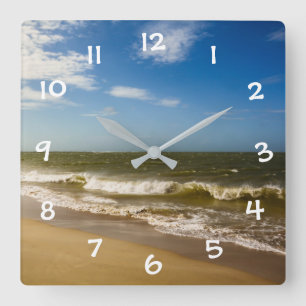 Horloge Carrée Mer avec ciel bleu  -
