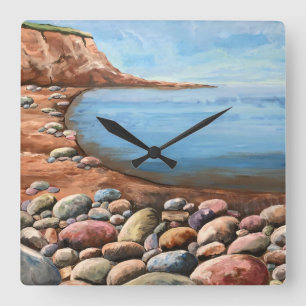 Horloge Carrée Mer Côte FLEUVES Rocheuses SEASHORE Relaxant lumin