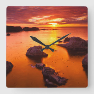 Horloge Carrée Mer d'Orange, coucher du soleil, Californie