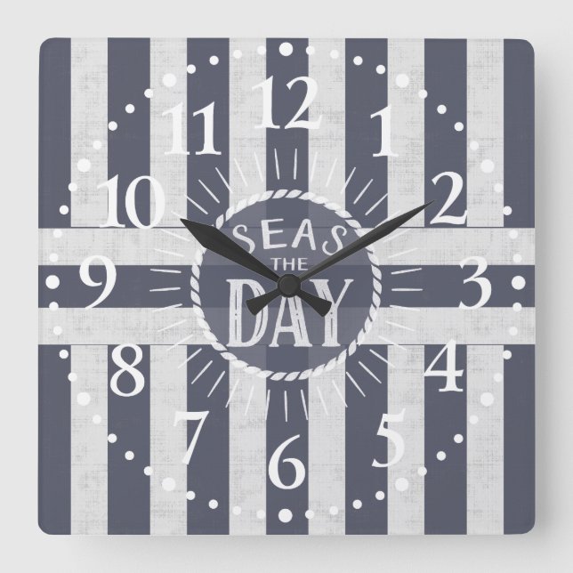 Horloge Carrée Mer nautique Jour Carpe Diem Thème Striped (Recto)