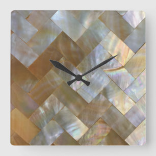 Horloge Carrée Mère de Pearl Capiz Weave