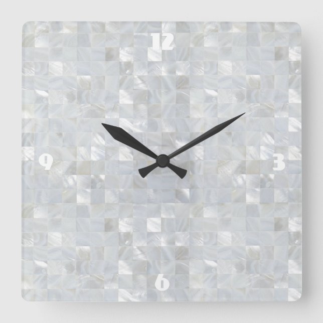 Horloge Carrée MÈRE DE PEARL IMPRIMÉ Blanc (Recto)