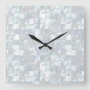 Horloge Carrée Mère De Pearl Mosaic