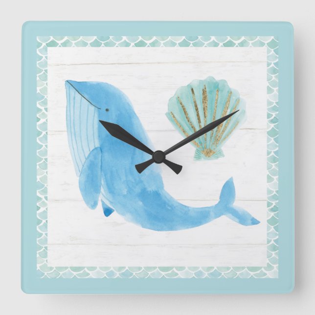 Horloge Carrée Mermaid Friends VII (Recto)
