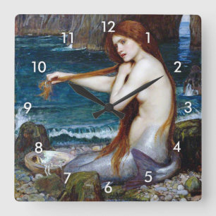 Horloge Carrée Mermaid, John William Waterhouse