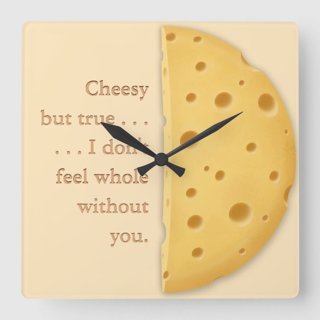 Horloge Carrée Message Cheesy Personnalisable Charming Trompe L'o (Recto)