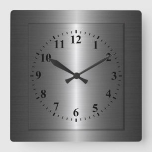 Horloge Carrée Métal argenté d'acier inoxydable