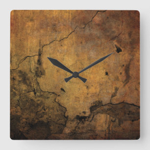 Horloge Carrée Métal criqué rouillé de Faux