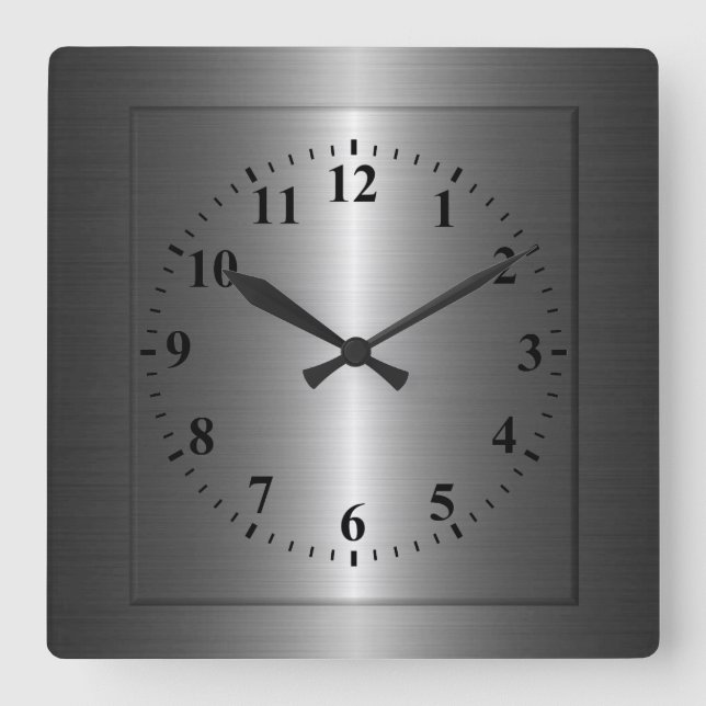 Horloge Carrée Métal en acier inoxydable (Recto)