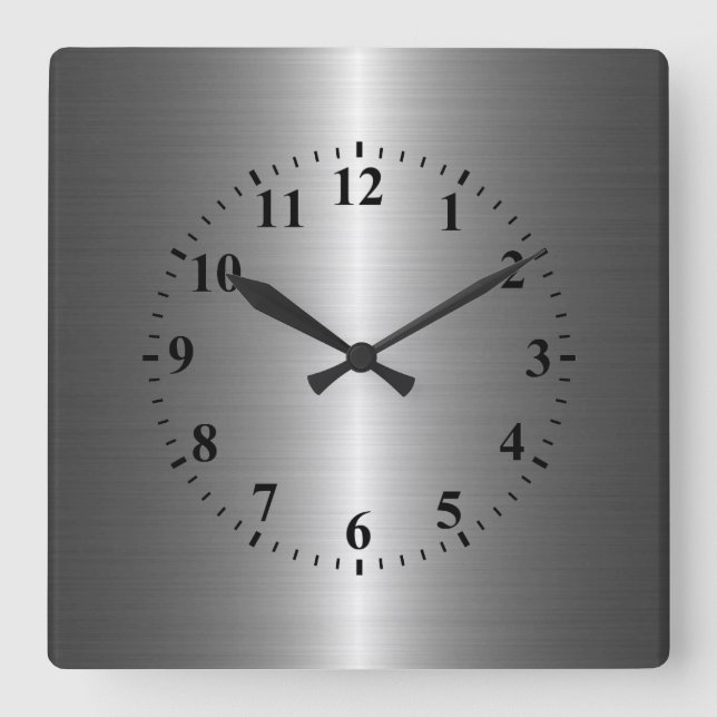 Horloge Carrée Métal en acier inoxydable (Recto)