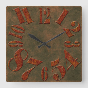 Horloge Carrée Métal rouillé russe moderne Grand Nombre