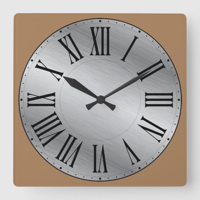 Horloge Carrée Métallurgie/AUCUN chiffre romain Arrière - plan (Recto)