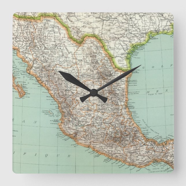 Horloge Carrée Mexique - carte du Mexique (Recto)