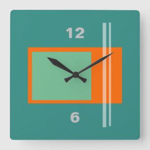 Horloge Carrée Mi-siècle Moderne Rétro