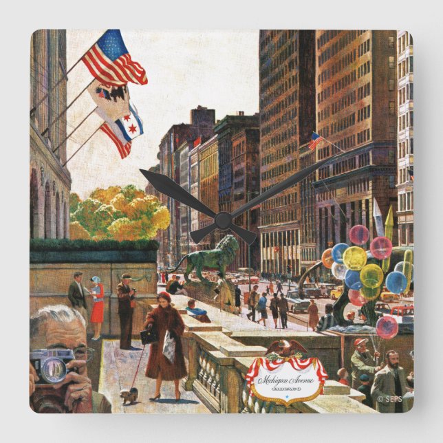 Horloge Carrée Michigan Avenue, Chicago par John Falter (Recto)