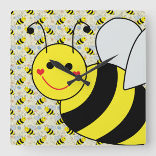 Horloge Carrée Mignon gaffez l'abeille avec le motif