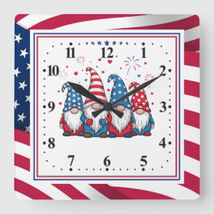 Horloge Carrée Mignons nains de dessin animé USA américains-68123