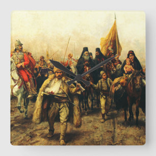 Horloge Carrée Migration des Serbes par Paja Jovanovic Beaux-Arts