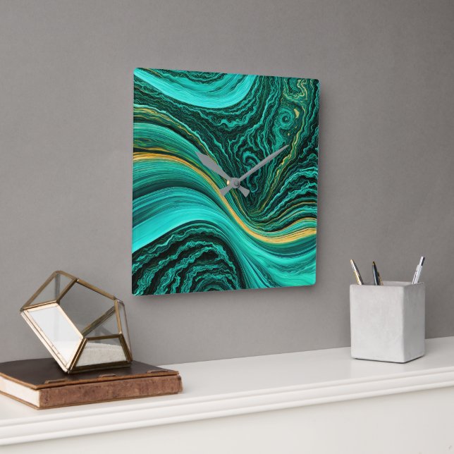 Horloge Carrée "Mijas" Couches de saphir et de soleil (Bureau)