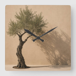 Horloge Carrée Minimalist Olive Tree Wall Clock