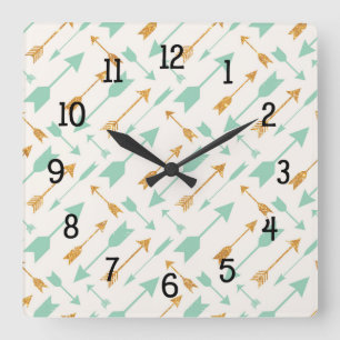 Horloge Carrée Mint Gold Tribal