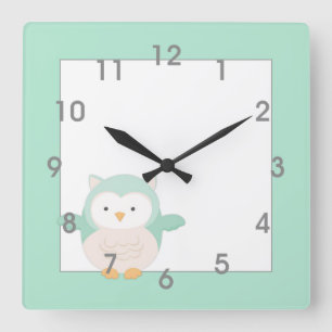 Horloge Carrée Mint Owl Clock