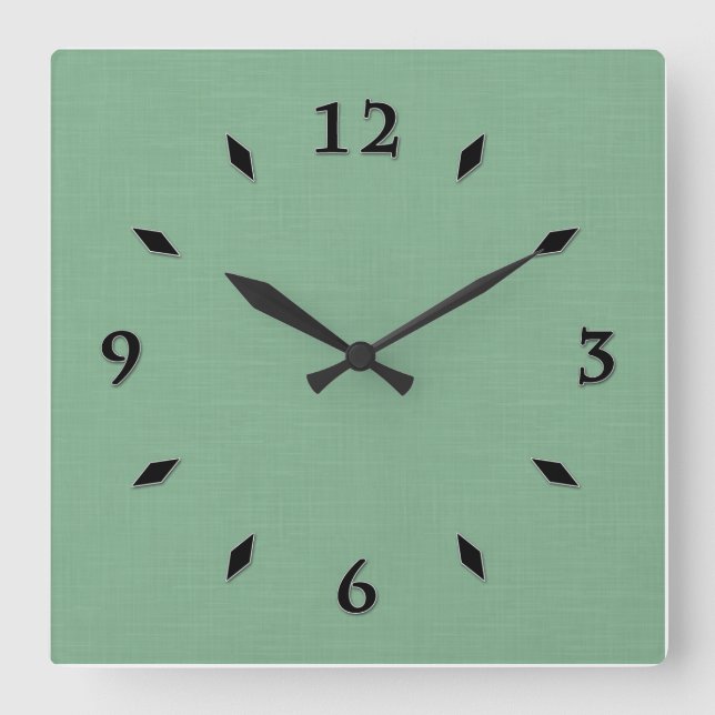 Horloge Carrée Mint vert solide texturé (Recto)