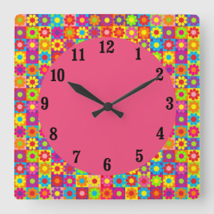 Horloge Carrée Mod Fleur Power