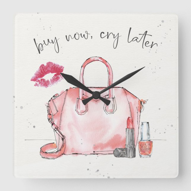 Horloge Carrée Mode aquarelle | Acheter Cry Now (Recto)
