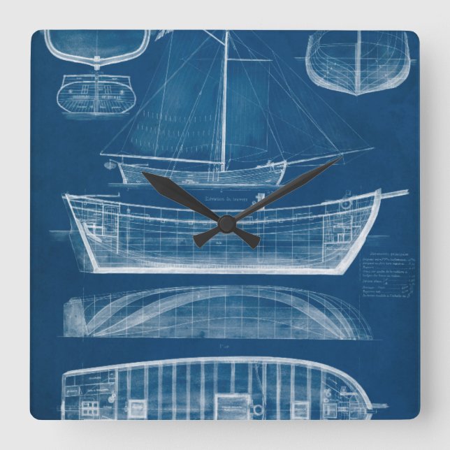 Horloge Carrée Modèle de navire antique II (Recto)