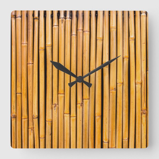 Horloge Carrée Modèle en bambou hawaïen tropical d'arrière - plan (Recto)