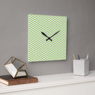 Horloge Carrée Modèle Vert Académique pour la Réussite