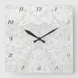 Horloge Carrée Modèle - White Lace Background