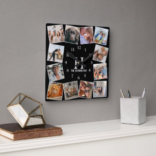 Horloge Carrée Modern Custom Color Photo Collage   Create Your Ow