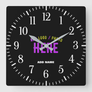 HORLOGE CARRÉE MODERNE ET MODERNE PERSONNALISABLE NOIR VÉRIFIÉ