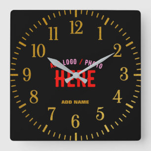 HORLOGE CARRÉE MODERNE ET MODERNE PERSONNALISABLE NOIR VÉRIFIÉ