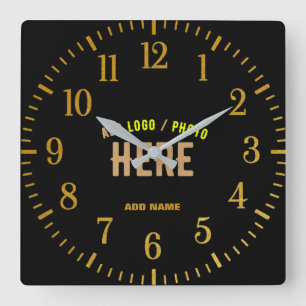 HORLOGE CARRÉE MODERNE ET MODERNE PERSONNALISABLE NOIR VÉRIFIÉ