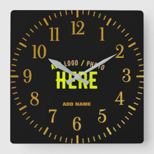 HORLOGE CARRÉE MODERNE ET MODERNE PERSONNALISABLE NOIR VÉRIFIÉ